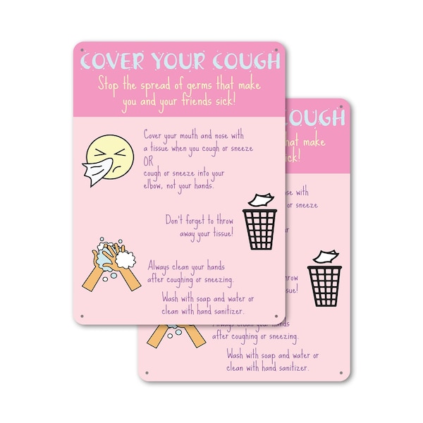 Signmission Cover Your Cough 1, 7 in W x Rectangle, Plastic OS-2PACK-NS-P-710-25568 - main